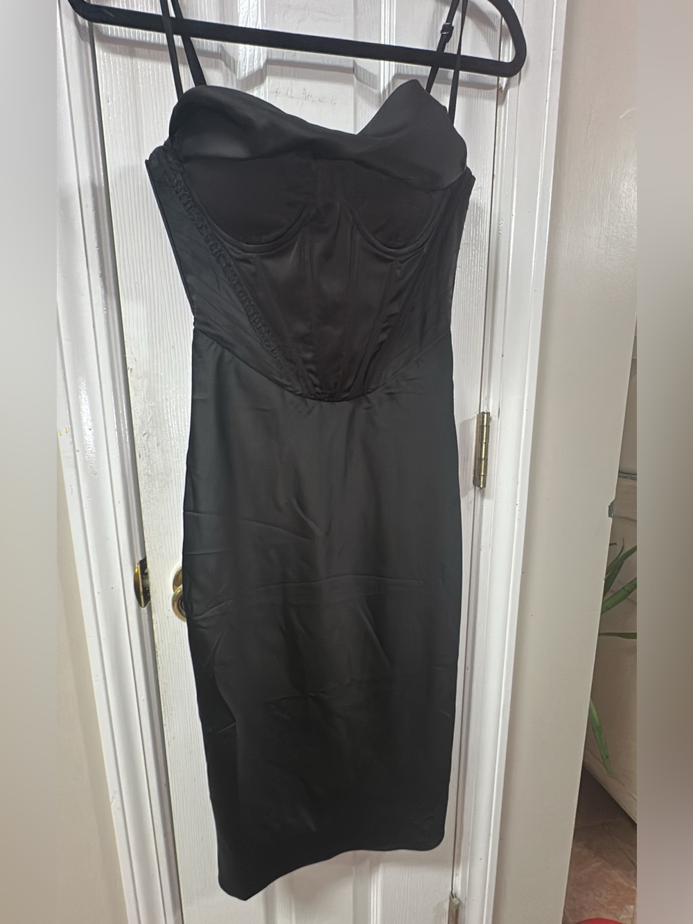 Heiress Beverly Hills Women's Black Satin Corset Mini Dress. Pit-pit14.5 (mix49)